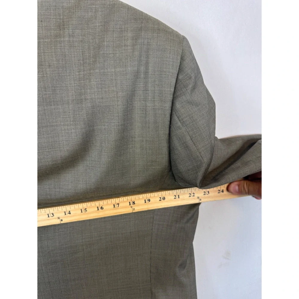 Canali Mens Pure Wool Blazer Sport Coat Olive Brown Micro Check Italy 54R US 44R